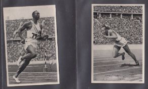 Cigarette cards, Germany Reemsta Olympia 1936 Band II, 7 cards, all featuring Jesse Owens; numbers