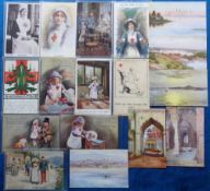 Postcards, Red Cross, 17 cards relating to the Red Cross inc. a set of 6 scenic view cards of Bhopal