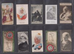 Cigarette cards, 18 types, some better, all featuring Queen Victoria; including issues by Salmon &