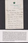 Baden-Powell (Sir Robert, 1st Baron, 1857-1941), a signed four page handwritten letter dated 22