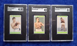 Trade cards, Boxing, 1967/68 Panini Campioni Dello Sport, 3 cards all professionally graded by