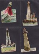 Cigarette cards, USA, Gail & Ax, Lighthouses (Diecut), four cards, New London Harbor, Minot's Lodge,