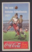 Football trade card, a fold-out German advert card for Coca Cola, 'Wer wird deutscher