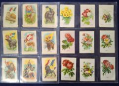 Cigarette silks, Imperial Tobacco Co Canada, 2 sets Animals with Flags, Wild Flowers black