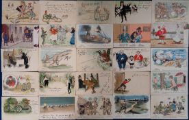 Postcards, Early Comic 100+ cards by various artists to include Phil May, Belcher, Thackeray, F.