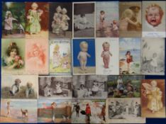 Postcards, Children, 100+ cards, almost all Tuck & Sons, featuring children to include comic,