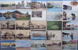 Postcards, Japan, a collection of 100+ cards of Japan with 6 Exhibition cards from Taisho showing