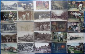 Postcards, Blacksmiths, 46 cards to include blacksmith's shops, ponies being shod, forges, Eccles