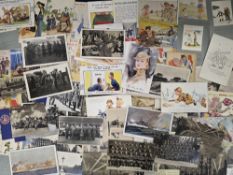 Postcards, Military, approx 125 cards to include the King talking to RAF Air Crew, comic, post war
