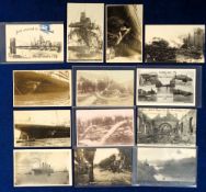 Postcards, Disasters, 13 cards to include The Olympic returning after a collision with HMS Hawke