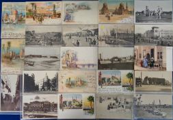 Postcards, Egypt, Cairo, 120+ cards, RPs, printed and artist drawn inc some chromolithographed