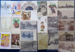 Postcards, Weather Extremes, 55+ cards to include lightening, 1905 eclipse, subsidence, frozen sea