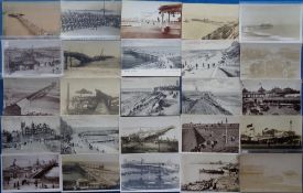 Postcards, Piers, approx 80 cards, RPs and printed to include 1913 Wreck of Worthing Pier, Pier