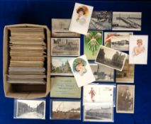 Postcards, approx 500 cards to include, UK and foreign topo, glamour, greetings, Whitby Piers,