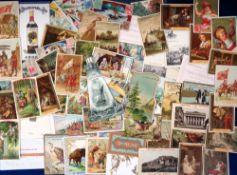 Trade Cards, approx. 70 assorted cards to include Au Bon Marche pop-up card, Birn Brothers Guiding