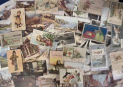 Postcards, Mixed Subjects, approx 600 cards, mostly artist drawn to include romance, greetings,