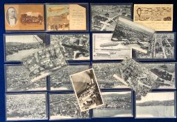 Postcards, Airships, 20 cards to include 2 mechanical, 14 ariel shots of Zurich from a zeppelin,