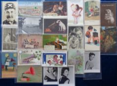 Postcards, Gramophones, 22 cards to include comic, advertising, Stanley Holloway on Columbia Records