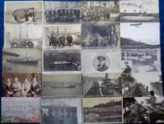 Postcards, Dover, Shipping and Early Flight, 33 cards to include Royal Fusiliers at Dover, Burial Of