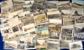 Postcards, USA, 100+ cards, RPs, printed and a few artist drawn to include Main Street Niantic Ill.,