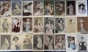 Postcards, Actresses, approx 130 cards, most decorated with glitter to include Phyllis Dare, Zena