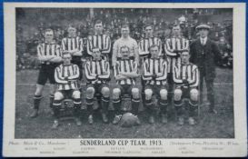 Postcard, Football, Sunderland, a b/w printed card showing Cup Team 1913 (unused, gd)