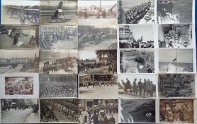 Postcards, Military, an RP selection of approx. 50 cards with 7 cards of the burial at sea of Lord
