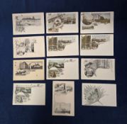 Postcards, Finland, a collection of 12 Gruss Aus style cards of Finland, with 7 plain backs. Cards