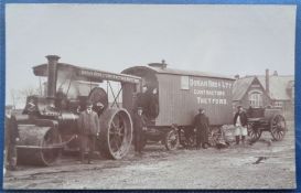Postcard, Suffolk, a fine RP of Steamroller and Trailer belonging to Doran Bros Ltd Contractors