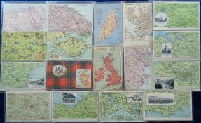 Postcards, UK Maps, 25 cards to include Isle Of Wight, Norwich, Southampton, Brighton, Chester,