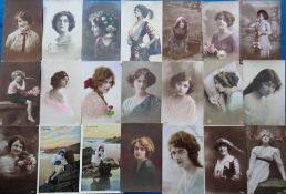 Postcards, Glamour, approx 130 cards to include poses, children, with horses, greetings etc (gen