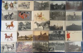 Postcards, Horses and Hunting, 100 cards to include Essex Drag Hounds, trotting pony, otter