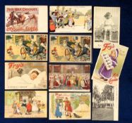 Postcards, Chocolate, 11 cards to comprise Fry's Five Boys, 2 x 'Famous Advertisement' Fry's