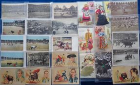 Postcards, Bull Fighting, approx 150 cards to include RPs, embroidered, action shots, bull rings,