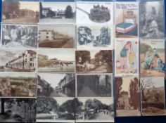 Postcards, Kent, approx 90 cards, RPs, printed and a few artist drawn, mostly Hythe, some Thanet