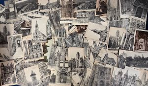 Postcards, French Cathedrals approx 600 printed cards to include Rouen, Lourdes, Coutances,