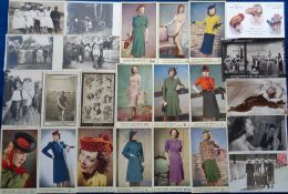 Postcards, Women's Fashions, early to mid 20thC, approx 80 cards to include Bentalls advertising