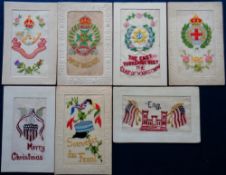 Postcards, Silks, a selection of 7 Military embroidered silks, The Durham Light Infantry, Rifle