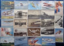 Postcards, Aviation, approx 145 cards, RPs, printed and artist drawn to include Civil Aviation and