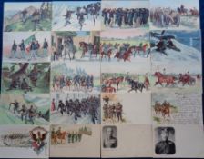 Postcards, Military, a selection of 35 mostly illustrated military cards (undivided backs) from