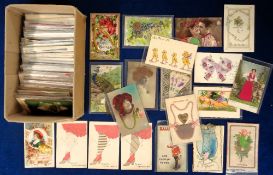 Postcards, Novelty, approx 115 cards to include padded, embossed, materials, feathers, coin, hair,