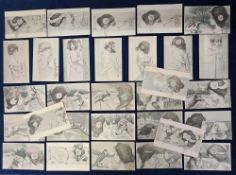 Postcards, Art Nouveau, Patella, 31 signed cards to include 7 'Sirene', 5 musical instruments, 15