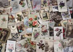 Postcards, Greetings, Birthdays, approx 600 cards, floral, pets, scenes etc. (gen gd)