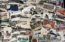 Postcards, Japan, 200+ cards to include street scenes, villages, buildings, temples, views, bridges,