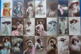 Postcards, Glamour, approx 130 cards to include poses, with horse, in riding habit, with fishing
