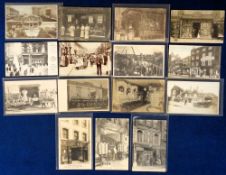 Postcards, Shops and Businesses, 15 cards to include fruit stall Bournemouth, Welford & Sons Dairy