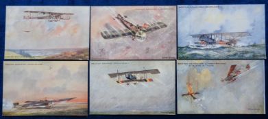 Postcards, Aviation, a set of 6 artist drawn, Pelham Series cards published by Boots The Chemist.