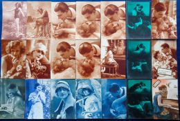 Postcards, Romance and Glamour, approx 95 early 20thC cards to include colour wash cards, greetings,
