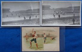 Postcards, Football, two photographic postcards both showing match action from the Bolton