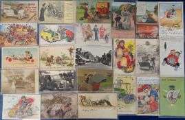 Postcards, Motor Cars, 50 cards to include comic, greetings, glamour, RPs etc (gd)